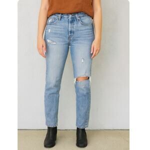 Levi's SZ 26/28 Premium Denim 501S Button Fly Light Wash Distressed Jeans